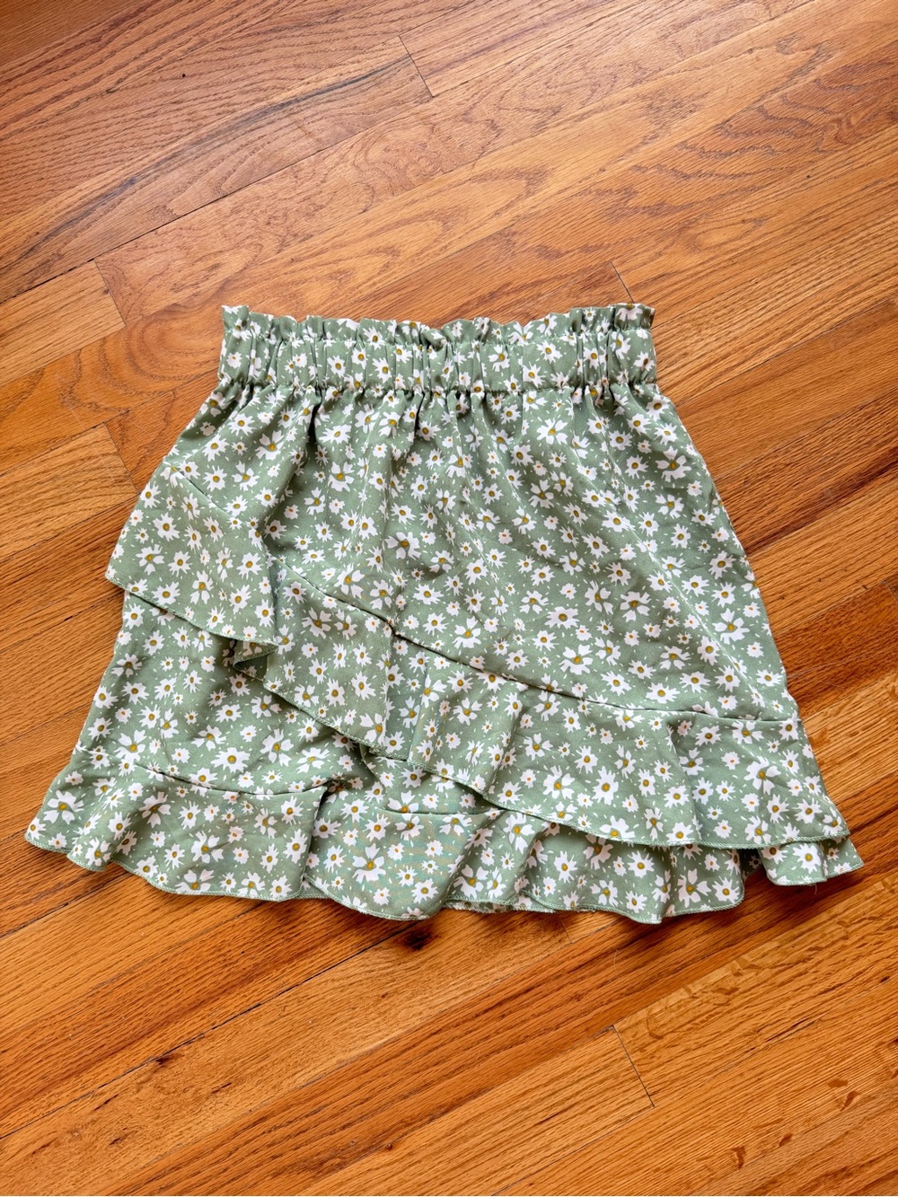 SHEIN Green Daisy Ruffle Skirt